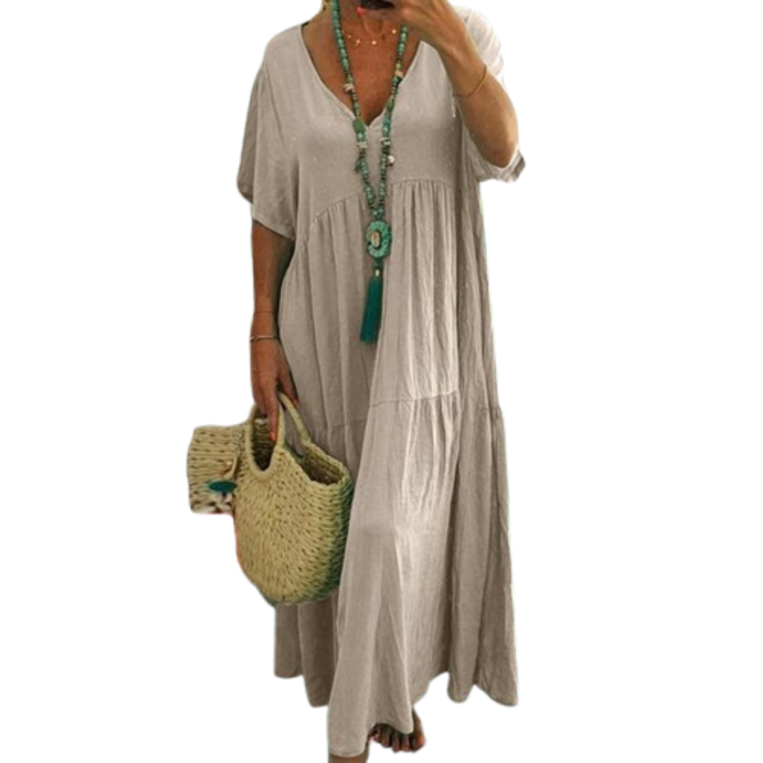 Ashcroft Comfy V-Neck Casual Ruffle Boho Dress – view 2