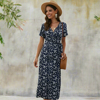 Ashcroft Plus Size V-Neck Flounce Sleeve Summer Dress – view 2