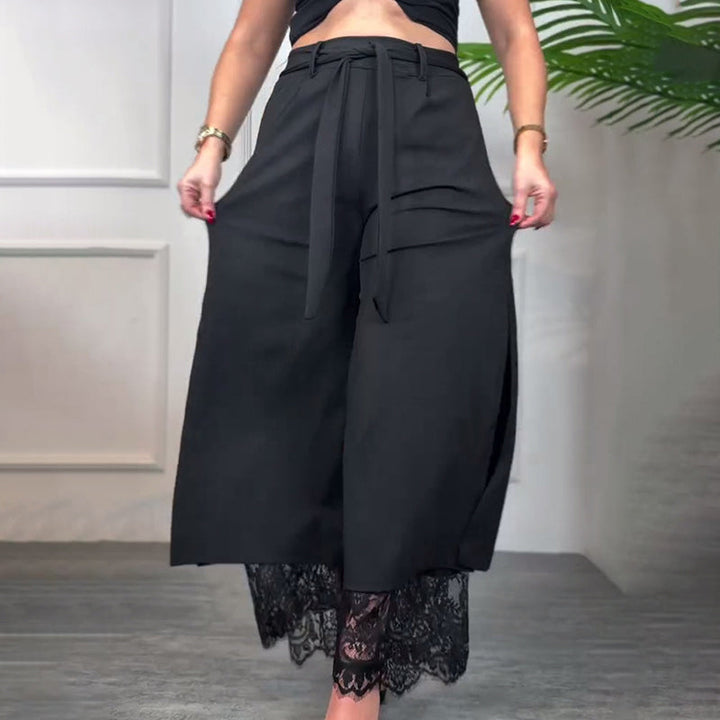 Ashcroft | Wide-Leg Trousers with Sheer Lace Panel