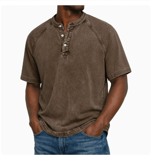 DONACCI Washed Denim Henley