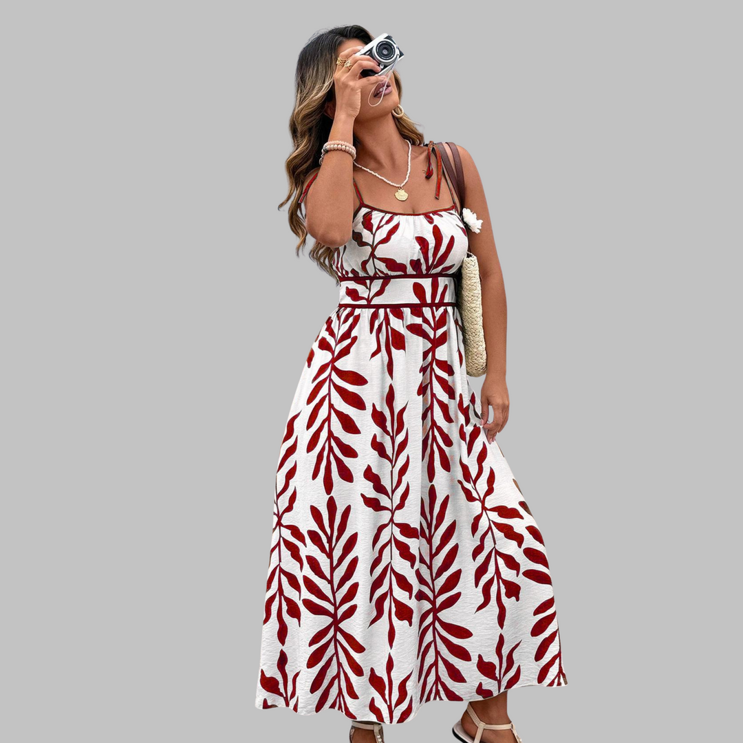 Ashcroft Casual Sleeveless Summer Leaf Print Maxi Dress