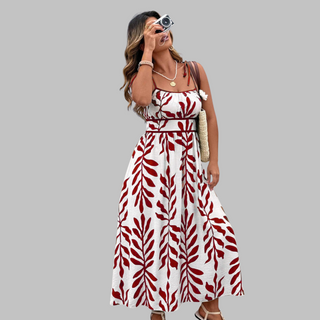 Ashcroft Casual Sleeveless Summer Leaf Print Maxi Dress