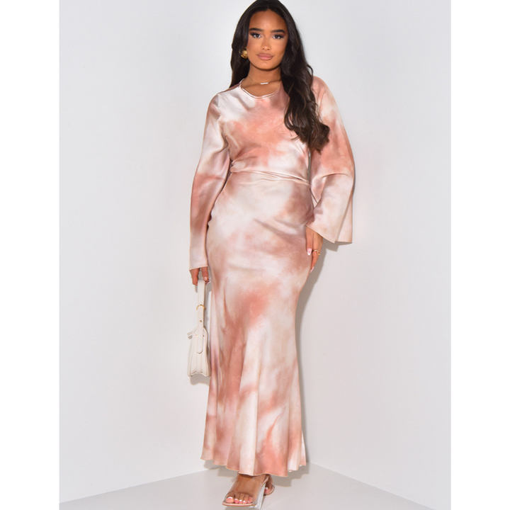 Ashcroft Elegant Satin Fitted with Tie Back Maxi Dress – view 4