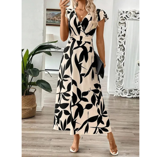 Ashcroft Elegant Summer Printed Short Sleeve Maxi Dress – view 3
