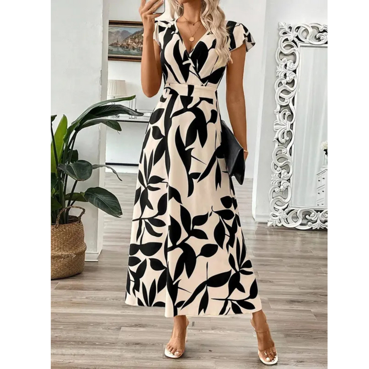 Ashcroft Elegant Summer Printed Short Sleeve Maxi Dress – view 3