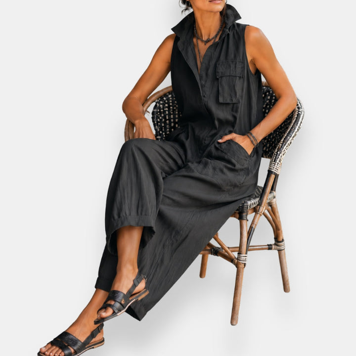 Ashcroft Sleeveless Cargo Jumpsuit with Collar – view 4