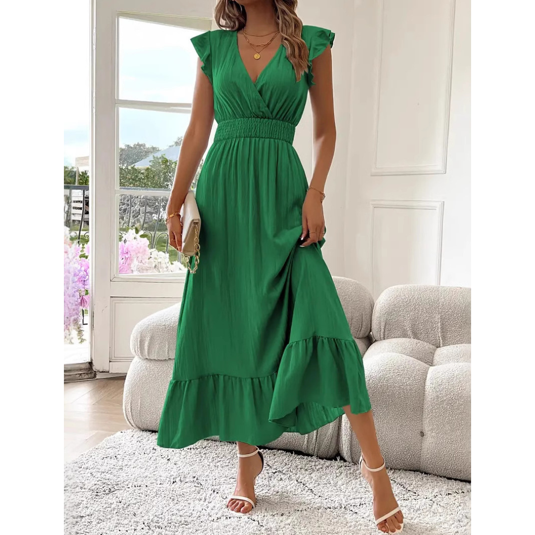 Ashcroft Elegant Shirred V-Neck Summer Maxi Dress – view 3
