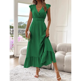 Ashcroft Elegant Shirred V-Neck Summer Maxi Dress – view 3