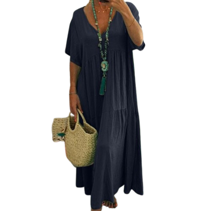 Ashcroft Comfy V-Neck Casual Ruffle Boho Dress – view 3