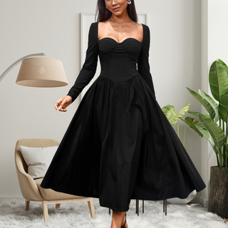 Ashcroft Elegant Heart Neckline Long Sleeve A-Line Maxi Dress – view 2