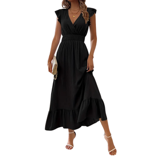 Ashcroft Elegant Shirred V Neck Maxi Dress – view 3