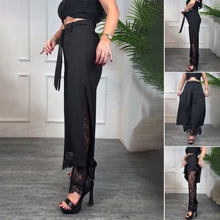 Ashcroft | Wide-Leg Trousers with Sheer Lace Panel