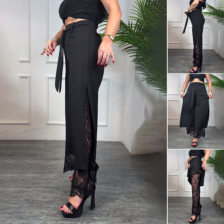 Ashcroft | Wide-Leg Trousers with Sheer Lace Panel
