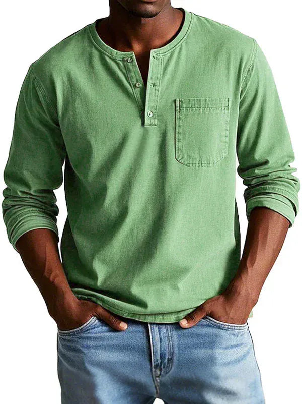 DONACCI Long Sleeve Henley Shirt
