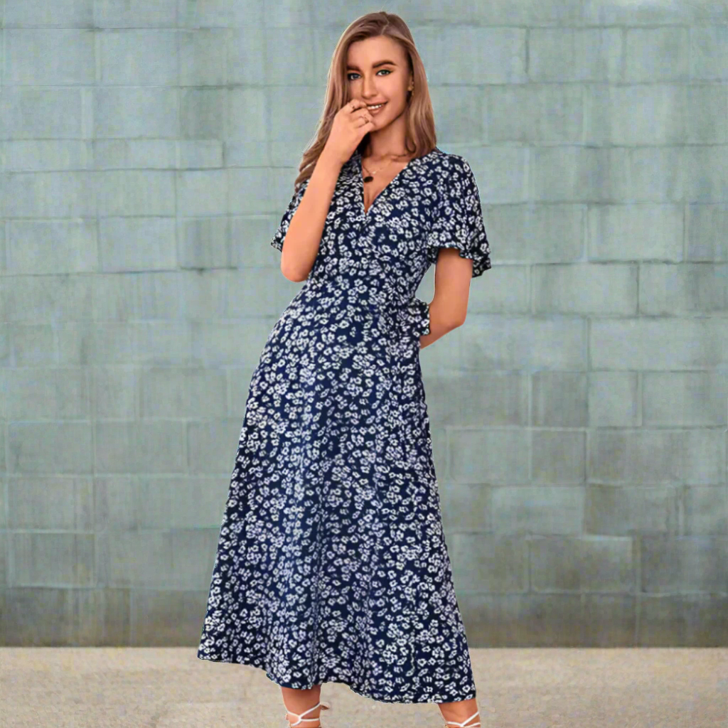 Ashcroft Plus Size V-Neck Flounce Sleeve Summer Dress – view 4