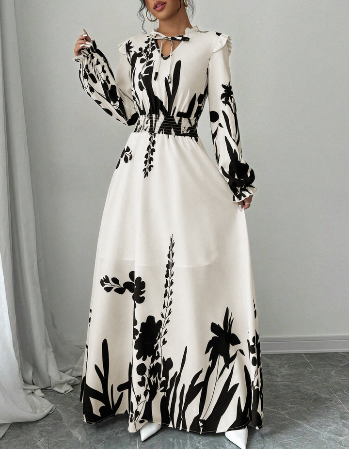 Ashcroft Elegant Long Sleeve Floral Print A-Line Dress – view 2