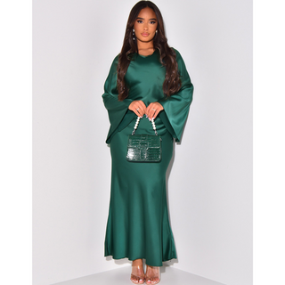 Ashcroft Elegant Satin Fitted with Tie Back Maxi Dress – view 5