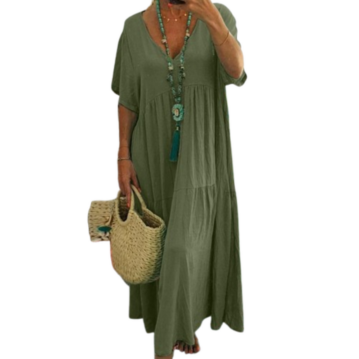 Ashcroft Comfy V-Neck Casual Ruffle Boho Dress – view 4