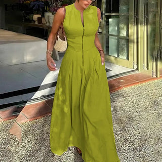 Ashcroft Relaxed Loose Fit Zippered Round-Neck Maxi Dress
