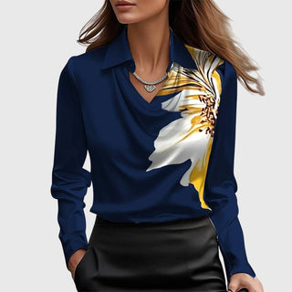 Silvia | Pleated-Collar Shimmer Blouse