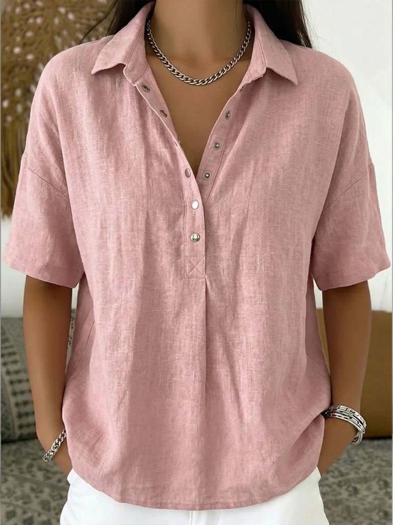 Ashcroft Blouse with Collar and Button Detail – view 2