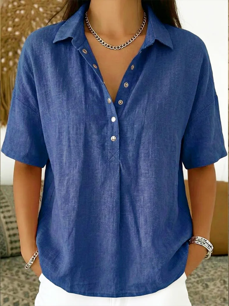 Ashcroft Blouse with Collar and Button Detail