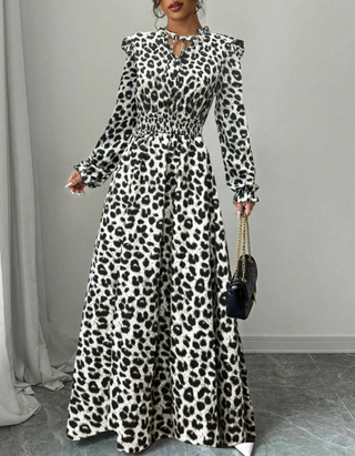 Ashcroft Elegant Long Sleeve Floral Print A-Line Dress – view 3