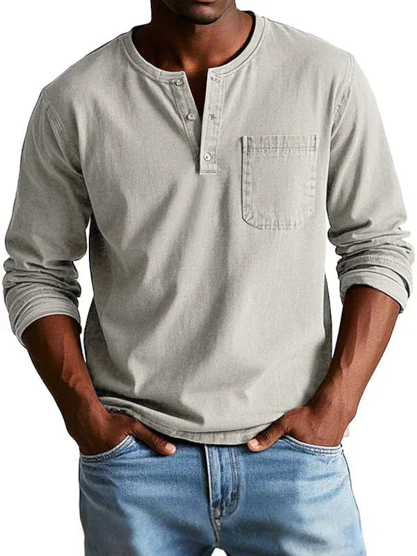 DONACCI Long Sleeve Henley Shirt