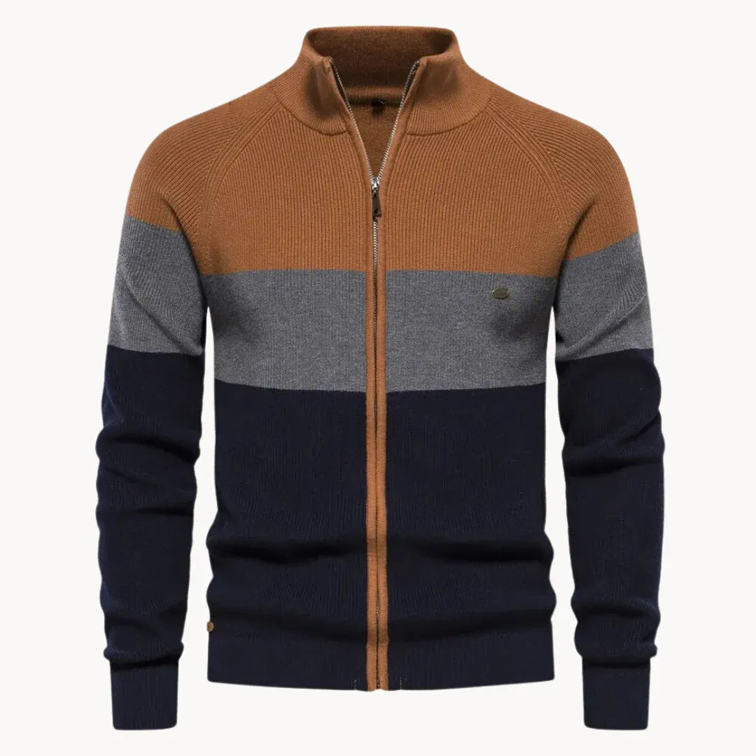 DONACCI Colorblock Zip Cardigan