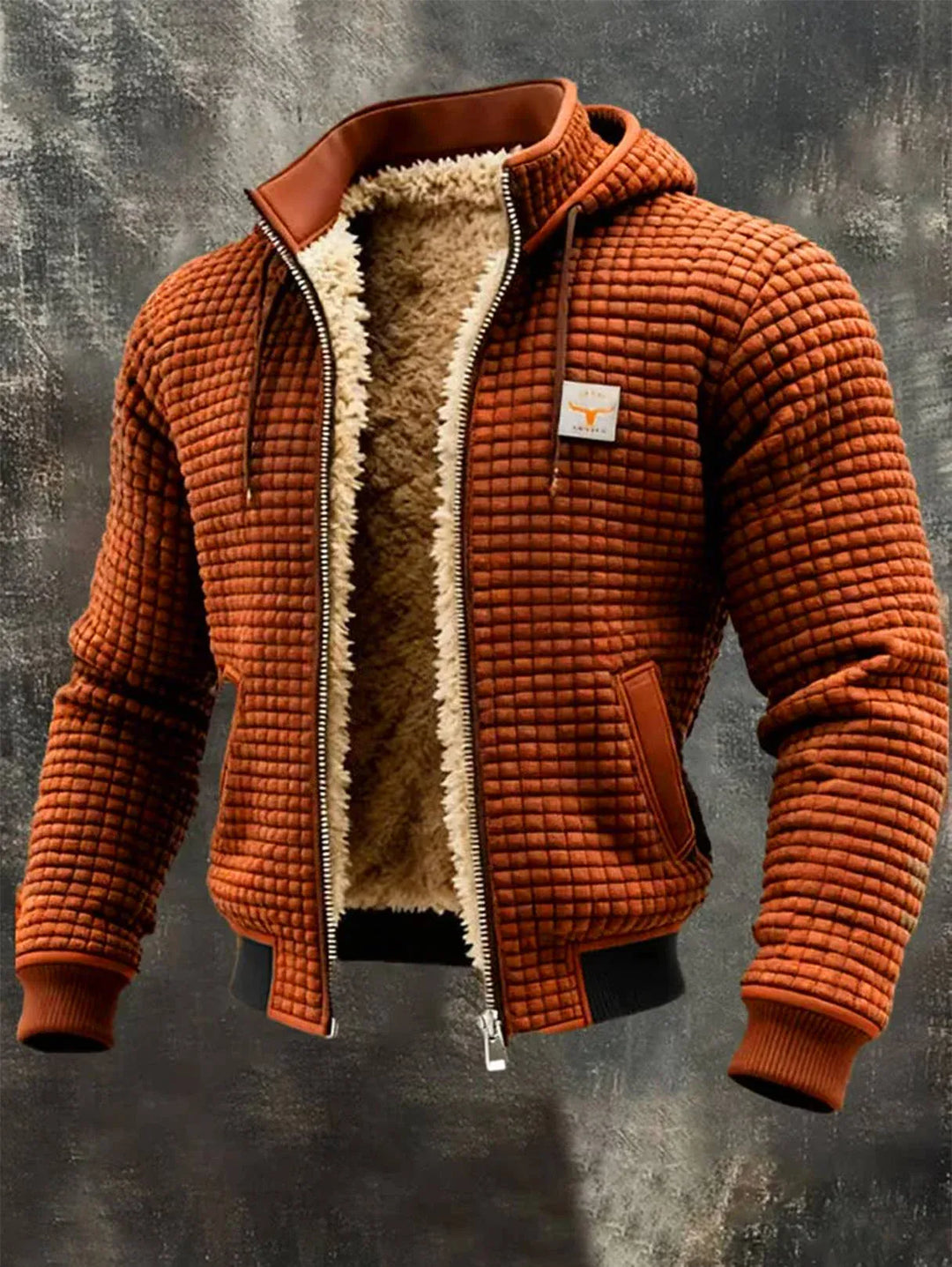DONACCI Sherpa-Lined Waffle Jacket