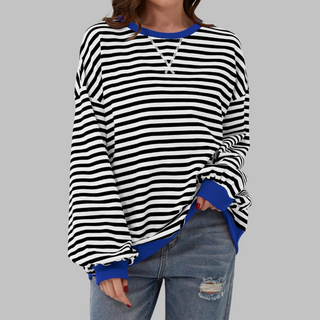 Ashcroft | Striped Long Sleeve Crew Neck Sweatshirt