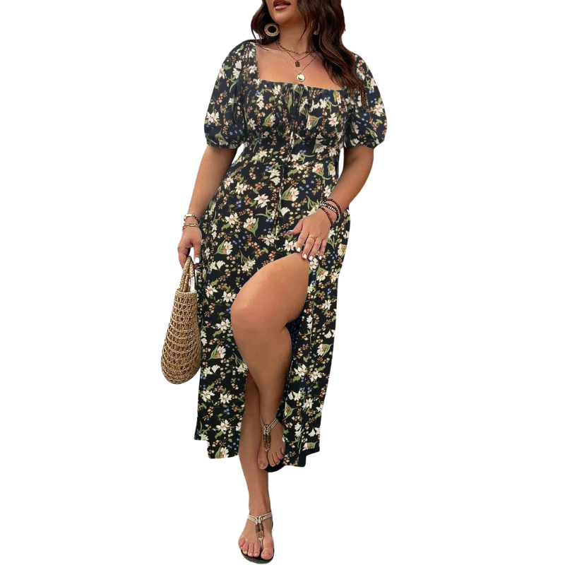 Ashcroft Elegant Plus Size Tie Front Floral Dress – view 5