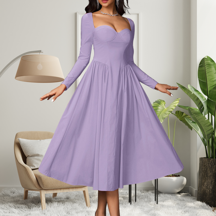 Ashcroft Elegant Heart Neckline Long Sleeve A-Line Maxi Dress – view 5