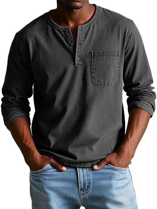 DONACCI Long Sleeve Henley Shirt