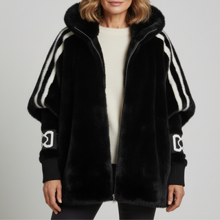 Regina | Striped-Sleeve Hooded Jacket