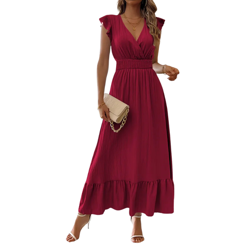 Ashcroft Elegant Shirred V Neck Maxi Dress – view 7