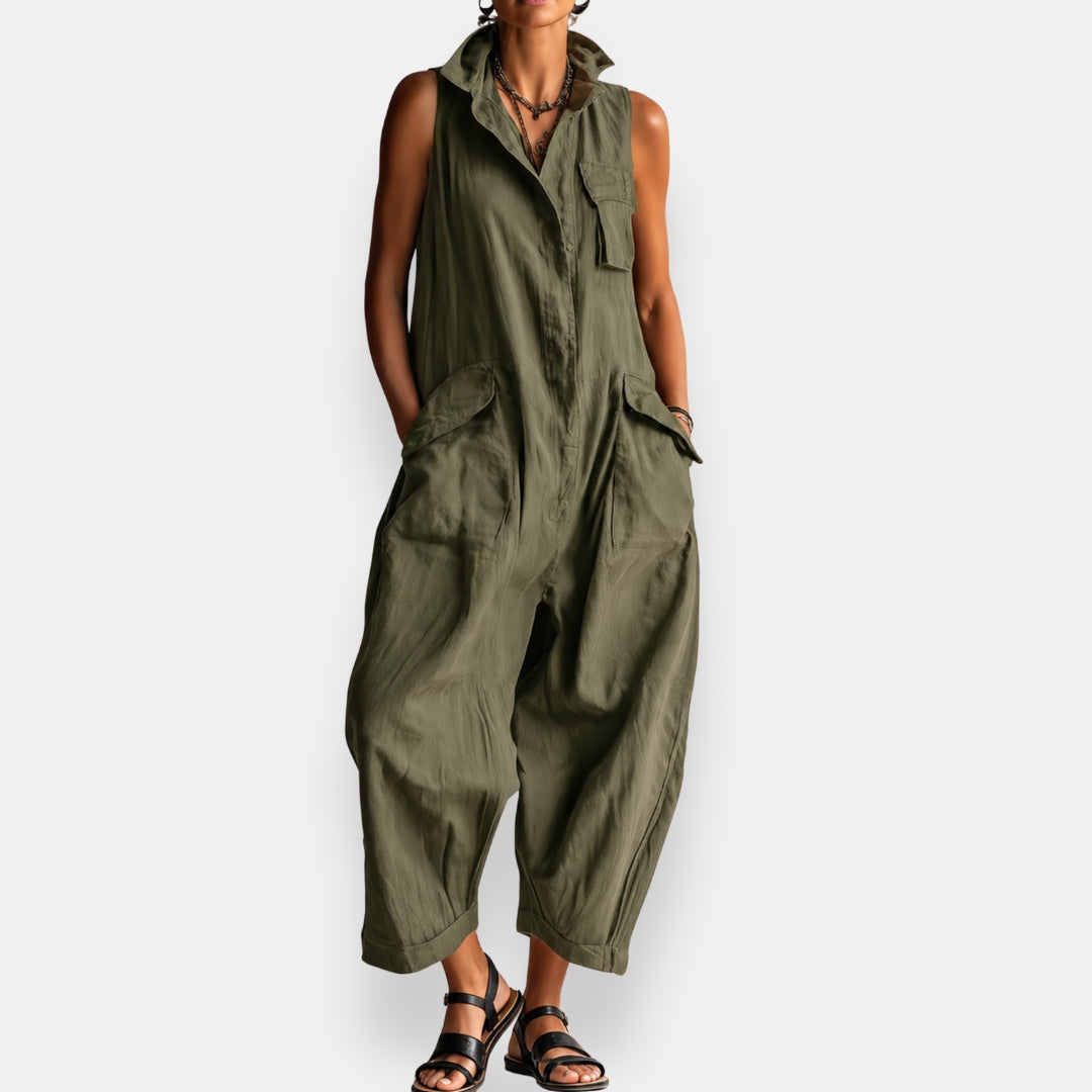 Ashcroft Sleeveless Cargo Jumpsuit with Collar – view 6
