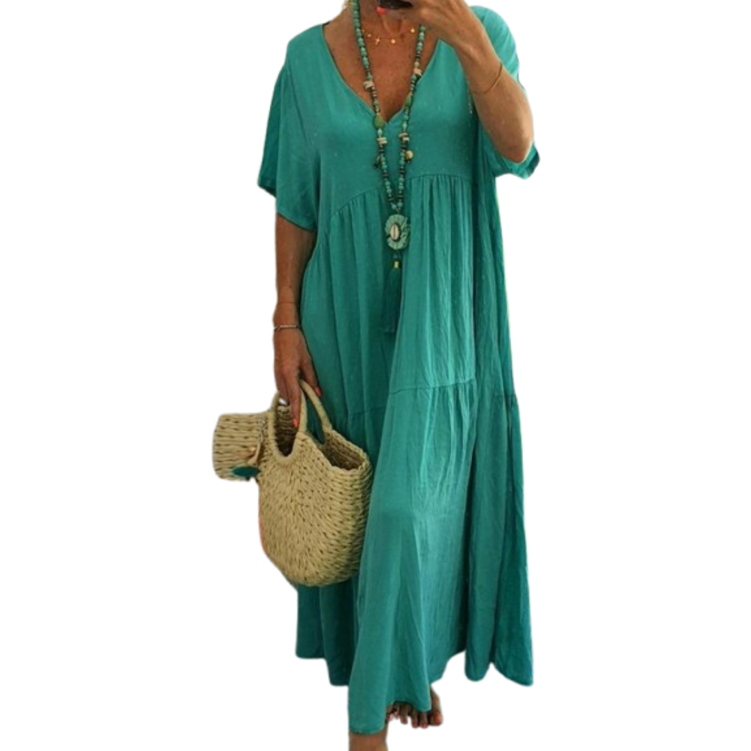 Ashcroft Comfy V-Neck Casual Ruffle Boho Dress – view 7
