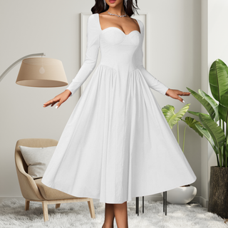 Ashcroft Elegant Heart Neckline Long Sleeve A-Line Maxi Dress – view 6