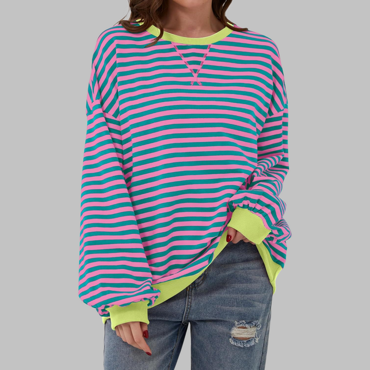 Ashcroft | Striped Long Sleeve Crew Neck Sweatshirt