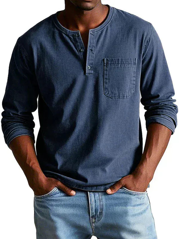 DONACCI Long Sleeve Henley Shirt