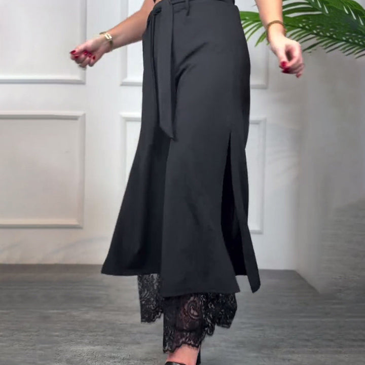 Ashcroft | Wide-Leg Trousers with Sheer Lace Panel