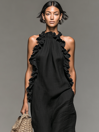 Ashcroft | Halter Neck Maxi Dress with Pockets