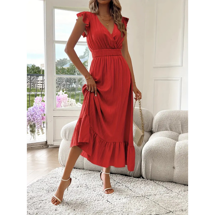 Ashcroft Elegant Shirred V-Neck Summer Maxi Dress – view 8