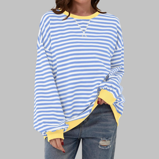 Ashcroft | Striped Long Sleeve Crew Neck Sweatshirt