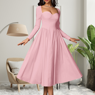 Ashcroft Elegant Heart Neckline Long Sleeve A-Line Maxi Dress – view 7