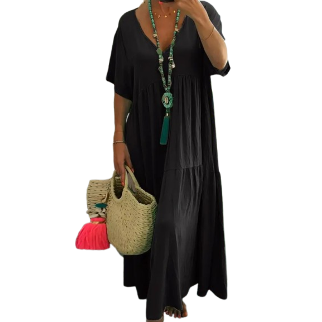 Ashcroft Comfy V-Neck Casual Ruffle Boho Dress – view 8