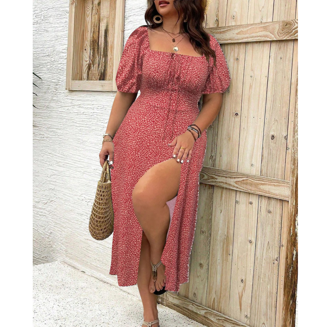 Ashcroft Classy Plus Size Puff Sleeve Maxi Dress – view 8