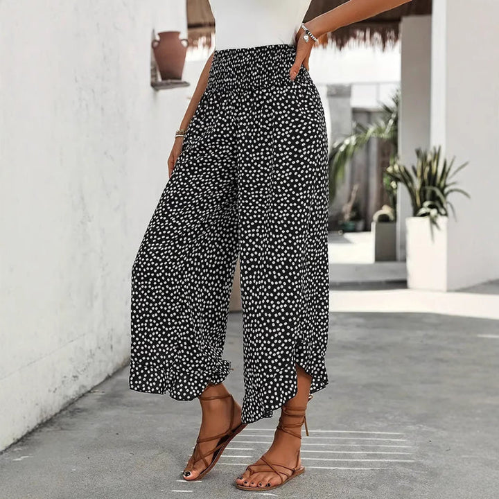 Wide-Leg Polka Dot Trousers
