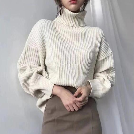 Cazel | Luxe Roll-Neck Jumper with Balloon Sleeves